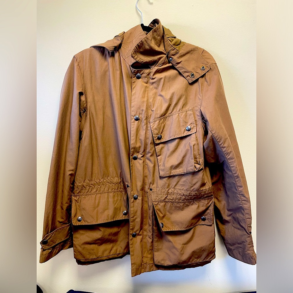 J. Crew tan stonehall jacket wind breaker raincoat small cotton nylon